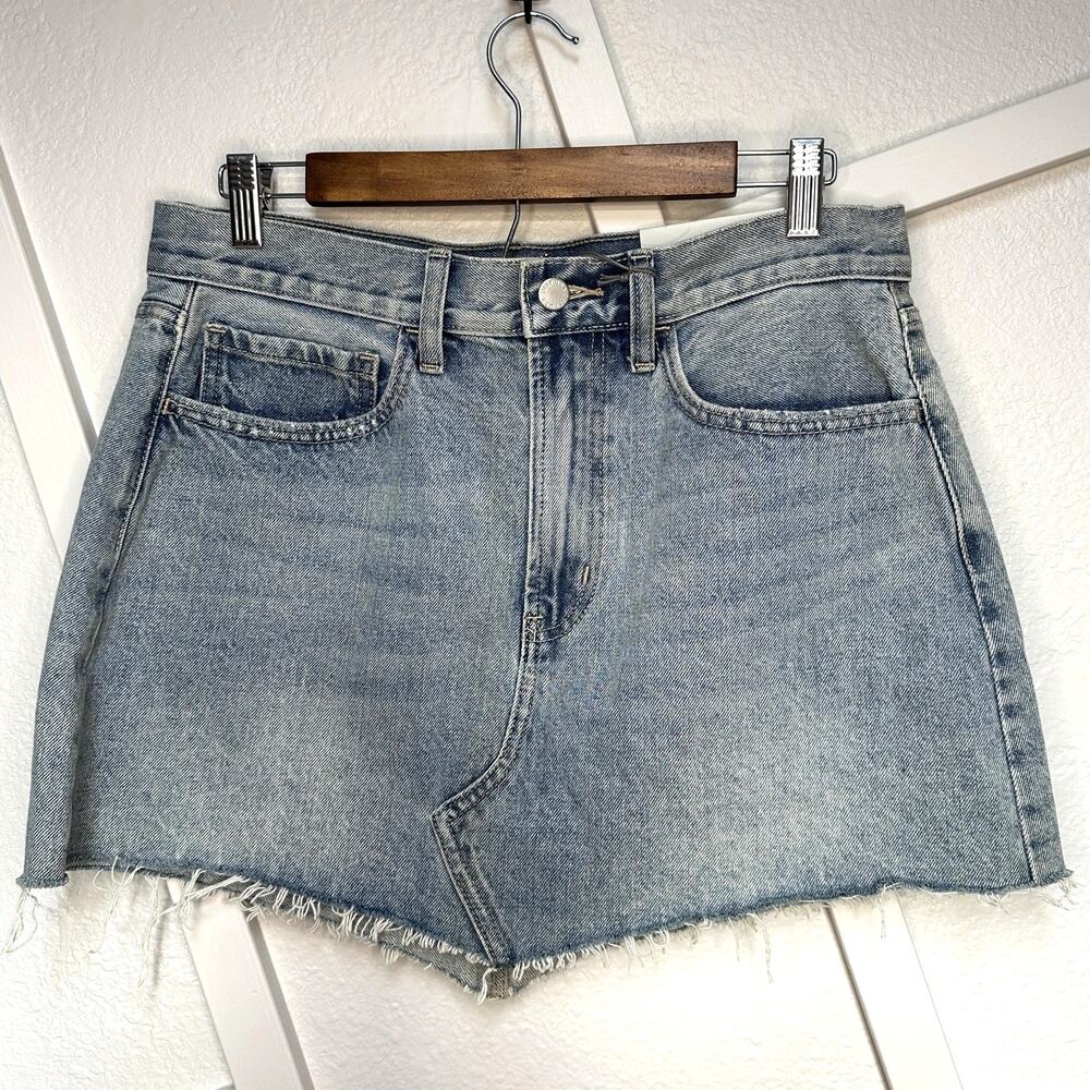 Just USA 90's Vintage Light Cotton Asymmetrical Hem Denim Mini Skirt Sz: L -NWT